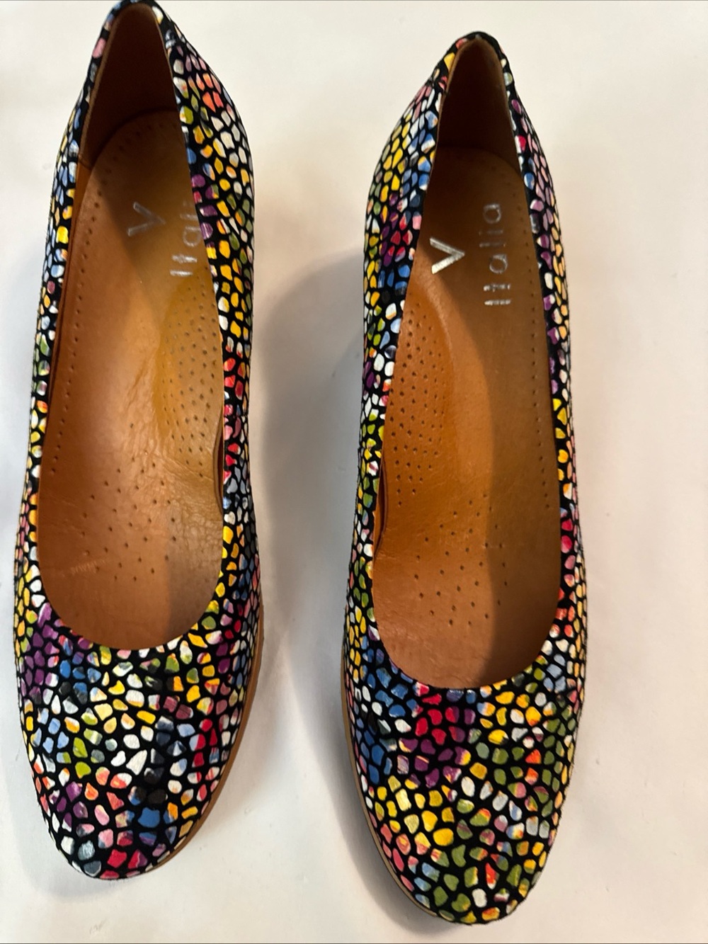 Colorful Mosaic Print Wedge pumps - Multicolor